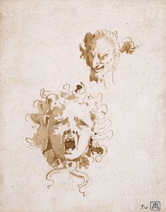 メデューサの頭とサテュロスの頭、 作： Giovanni Battista Tiepolo