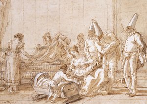 プンチネッロの看護、1790-1804 作： Giovanni Battista Tiepolo