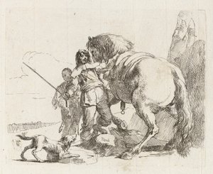 馬のそばに立つライダー、Vari capricci (Various Capriccios) より 作： Giovanni Battista Tiepolo