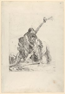 馬のそばに立つ 3 人の男性、スケルツィ美術館、カリフォルニア州。 1740年。 作： Giovanni Battista Tiepolo