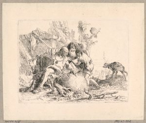 二人の賢者と少年、スケルツィ・ディ・ファンタジアのプレート 22 作： Giovanni Battista Tiepolo
