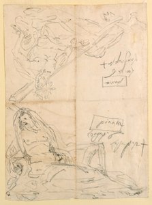 川の神々 の 2 つのスケッチ 作： Giovanni Battista Tiepolo