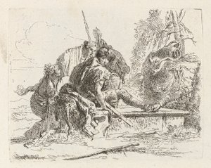 Vari capricci (Various Capriccios) より 2 人の兵士と 2 人の女性 作： Giovanni Battista Tiepolo