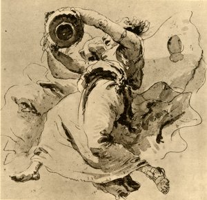 18世紀半ば、1928年、瓶を持っている2人の天才 作： Giovanni Battista Tiepolo