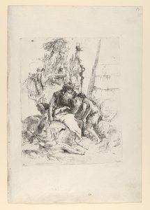 カリフォルニア州スケルツィ出身の 2 人のマジシャンと 2 人の少年。 1743-50。 作： Giovanni Battista Tiepolo