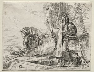 様々なカプリス：本を持っている哲学者。 作： Giovanni Battista Tiepolo