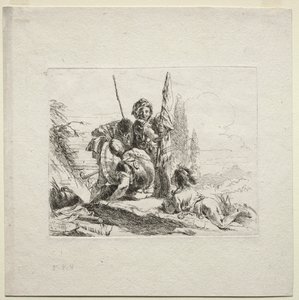 さまざまなカプリース：3人の兵士と少年、1785年。