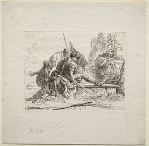 様々な気まぐれ：2人の兵士と2人の女性 作： Giovanni Battista Tiepolo