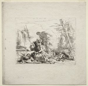 さまざまなカプリース：手錠をかけられた女性、1785年。 作： Giovanni Battista Tiepolo