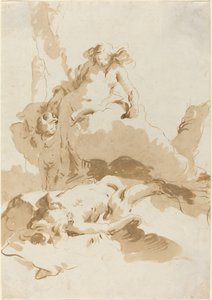 アドニスの体を発見するビーナスとキューピッド 作： Giovanni Battista Tiepolo