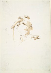 斜め下から見た歩く男性像 作： Giovanni Battista Tiepolo