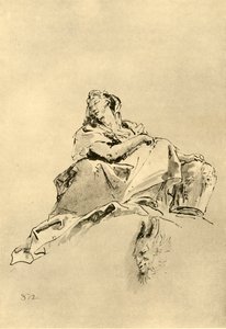 18世紀半ば、1928年に座っている若い女性 作： Giovanni Battista Tiepolo