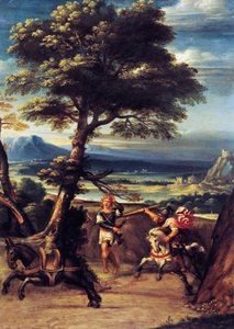 ヨアブの槍で負傷したアブサロムのいる風景ジョヴァンニ・バッティスタ・ヴィオラ（1576-1622）作、銅に油彩、45x34 cm 作： Giovanni Battista Viola