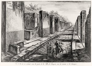 Francesco Piranesi（1758-1810）1804によって刻まれたGB Piranesiによるポンペイアの古代遺跡からのポンペイ市の玄関口の通りの眺め 作： Giovanni Battista Piranesi