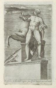 彫刻家 van een van de Dioscuren op het Quirinaal te Rome Bucephalus & Alexander の偉大な作品 (...) (オブジェクトのタイトル) ローマのアンティーク彫刻（シリーズタイトル） 公共の場所で見られるローマ市の古代の彫像のアイコン (シリーズ タイトル) 作： Giovanni Battista de