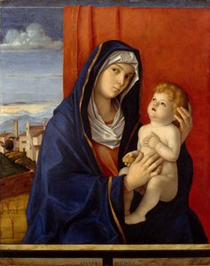 マドンナと子供、1485年頃（木の油） 作： Giovanni Bellini