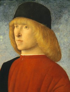 Retrato de jovem senador, de Giovanni Bellini (1431-36 - 1516), óleo sobre painel, 35x26,4 cm, ca 1485-1490 作： Giovanni Bellini