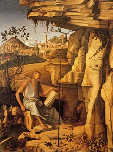 砂漠の聖ジェローム、1480-87 作： Giovanni Bellini