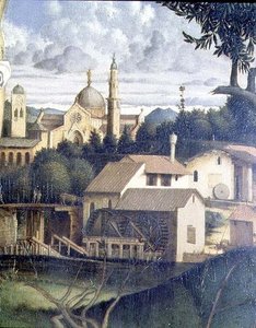 磔刑、背景の建築物の詳細（87046、87045、87090も参照）1505年頃（パネル） 作： Giovanni Bellini