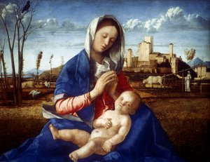 牧草地のマドンナ、c1500 作： Giovanni Bellini