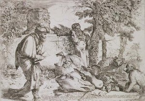 正直者を探すディオゲネス（銅版画 作： Giovanni Benedetto Castiglione