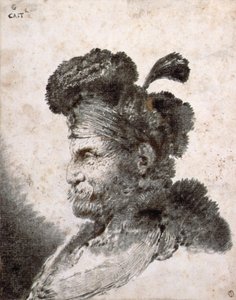 左の横顔の東洋人の頭 作： Giovanni Benedetto Castiglione