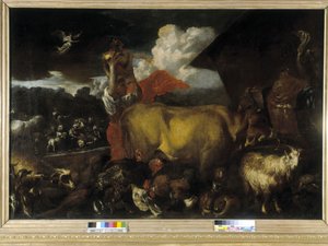 動物たちの箱舟への入場（油彩・キャンバス 作： Giovanni Benedetto Castiglione