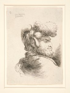 Les petites tetes d シリーズの右向きの横顔の男 作： Giovanni Benedetto Castiglione