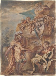 キュロスの墓のアレキサンダー 作： Giovanni Benedetto Castiglione