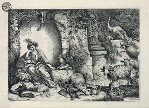 キルケはオデュッセウスの仲間を動物に変える 作： Giovanni Benedetto Castiglione