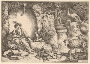 ユリシーズの仲間を獣に変えるキルケ、1650-1651。 作： Giovanni Benedetto Castiglione
