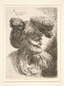 頭の小さな研究シリーズからの右向きの図 作： Giovanni Benedetto Castiglione