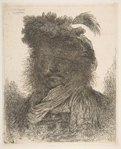影の男の頭は、Large Or ...、ca。 1645-1650。 作： Giovanni Benedetto Castiglione