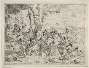 レイチェルの手荷物で偶像を探すラバンc。 1635年。