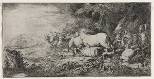 箱舟に入るノアと動物たち 作： Giovanni Benedetto Castiglione