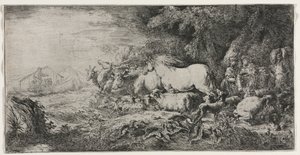 ノアと動物が箱舟に入る、1650-1655。 作： Giovanni Benedetto Castiglione