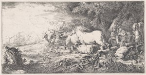 ノアと箱舟に入る動物たち, ca. 1650-55。 作： Giovanni Benedetto Castiglione
