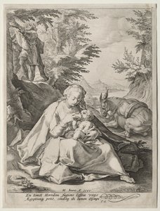エジプトへの逃亡中の休息 作： Giovanni Benedetto Castiglione