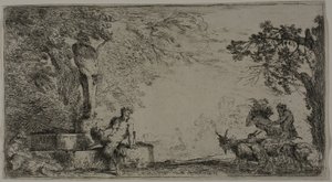 ヘルムの下で休むサテュロス 作： Giovanni Benedetto Castiglione