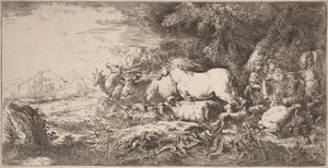 箱舟に向かう動物たち 作： Giovanni Benedetto Castiglione