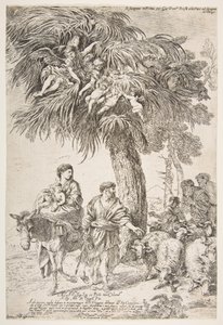 エジプトへの飛行中の聖家族1647年。 作： Giovanni Benedetto Castiglione