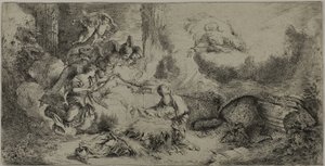 父なる神と天使たちとの降誕 作： Giovanni Benedetto Castiglione