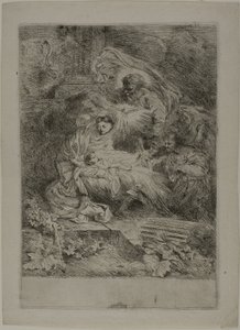 父なる神と天使たちとの降誕 作： Giovanni Benedetto Castiglione