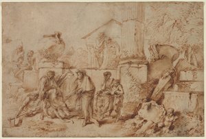 死者を葬るトビト 作： Giovanni Benedetto Castiglione