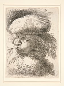 Les petites tetes d シリーズの若い男がトランペットを吹く 作： Giovanni Benedetto Castiglione