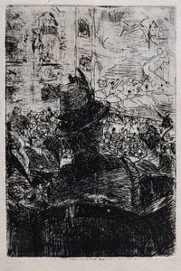 パリのオペラ座で、1880年頃（紙にストライプ） 作： Giovanni Boldini