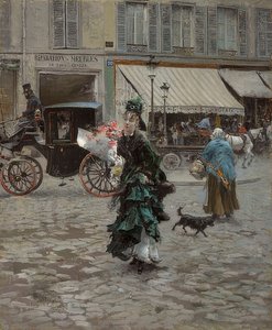 通りを渡るとき。 1873？75 作： Giovanni Boldini