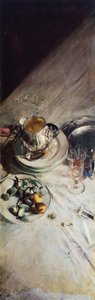 ジョバンニ・ボルディーニ（1842-1931）による画家のテーブルのコーナー 作： Giovanni Boldini