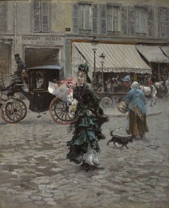 通りを渡る、1873-75 作： Giovanni Boldini