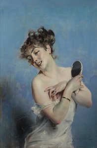 デシャビレを着たジョヴァンニ・ドンナ ラ・トイレット 1880年頃